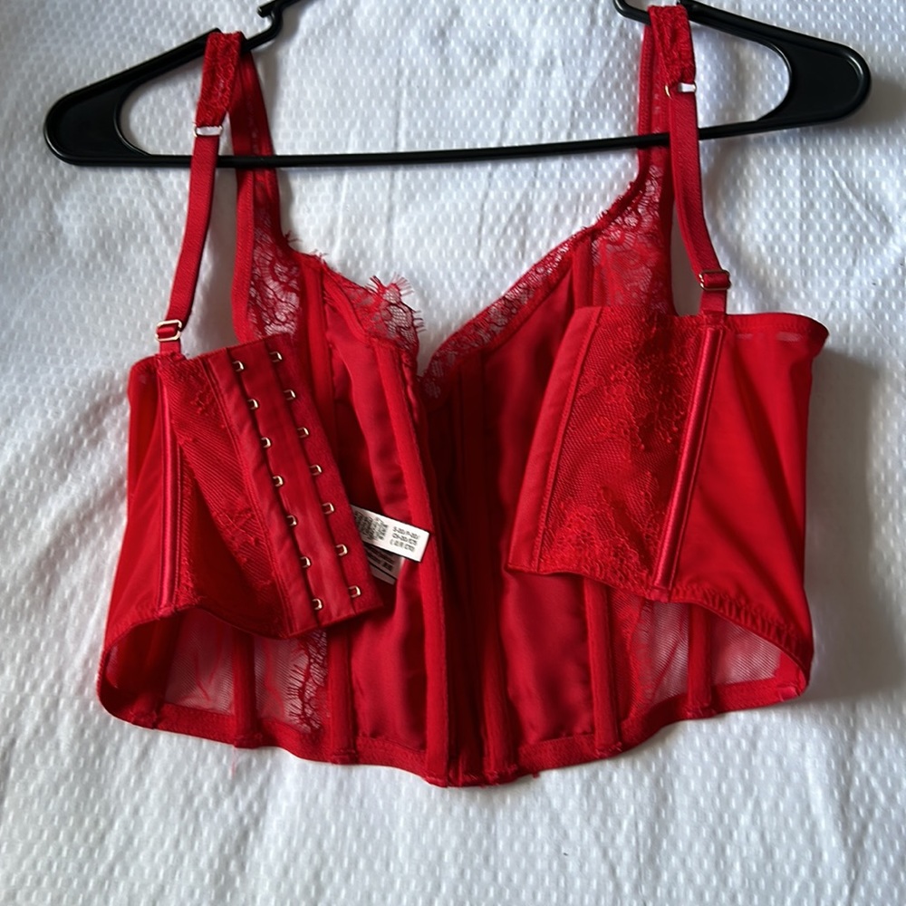 Dream angels unlined lace up corset - red - Picture 2 of 3